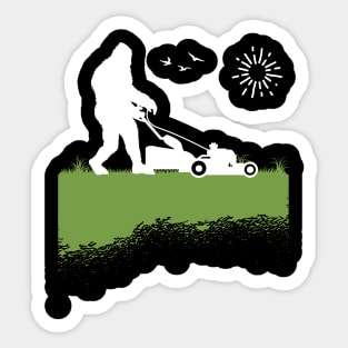 Bigfoot, the Lawn Mowing Sasquatch: Taming and Cutting Grass Sticker